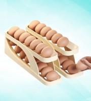 Double-Layer Egg Dispenser Automatic Roll-Down Egg Storage Rack Slide Egg Carton Refrigerator Egg Basket Kitchen Countertop Egg Holder - Egg Dispenser
